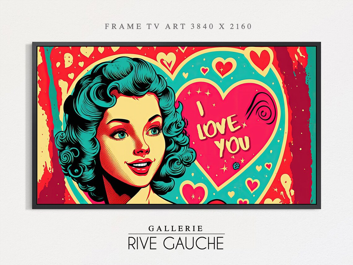 Vintage Pop Art Pin Up Girl I Love You Heart Retro Wall Art Poster