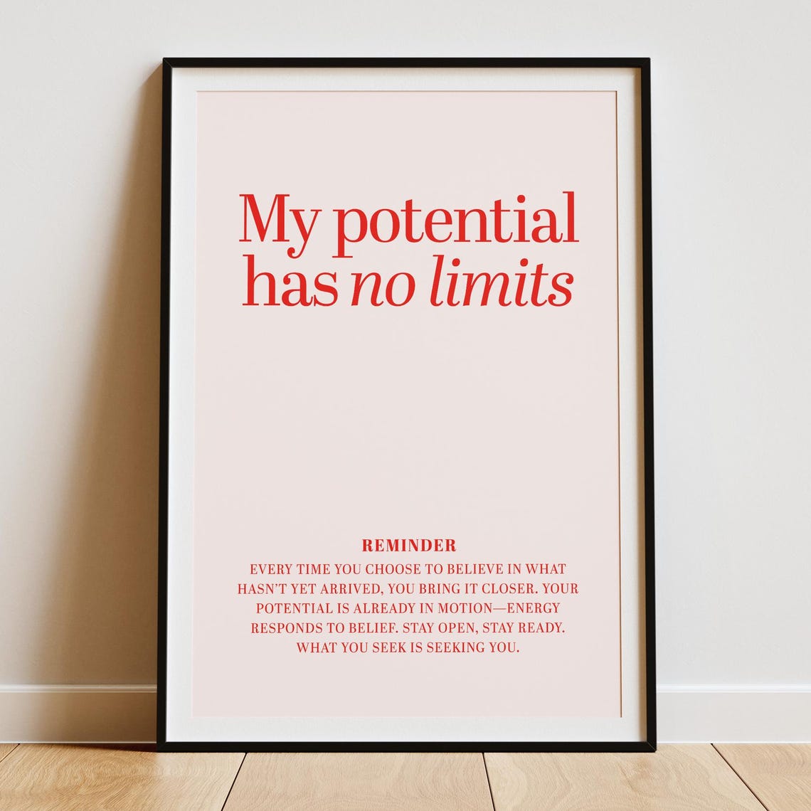 Growth Mindset Poster My Potential Has No Limits Blush Pink