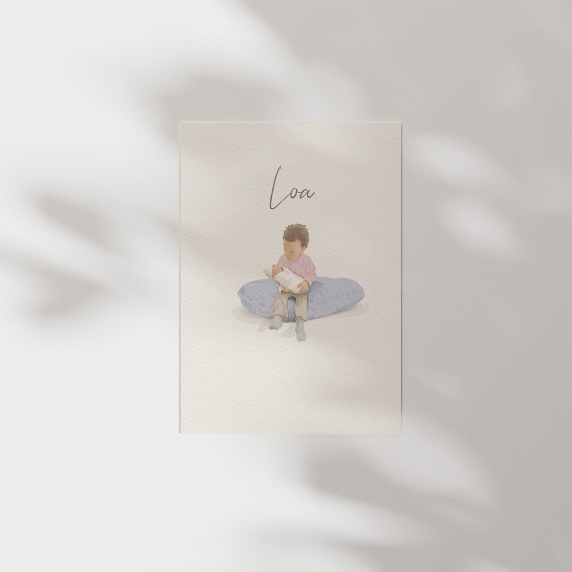 Birth Announcement Custom Portrait, Siblings Birth - Image 2