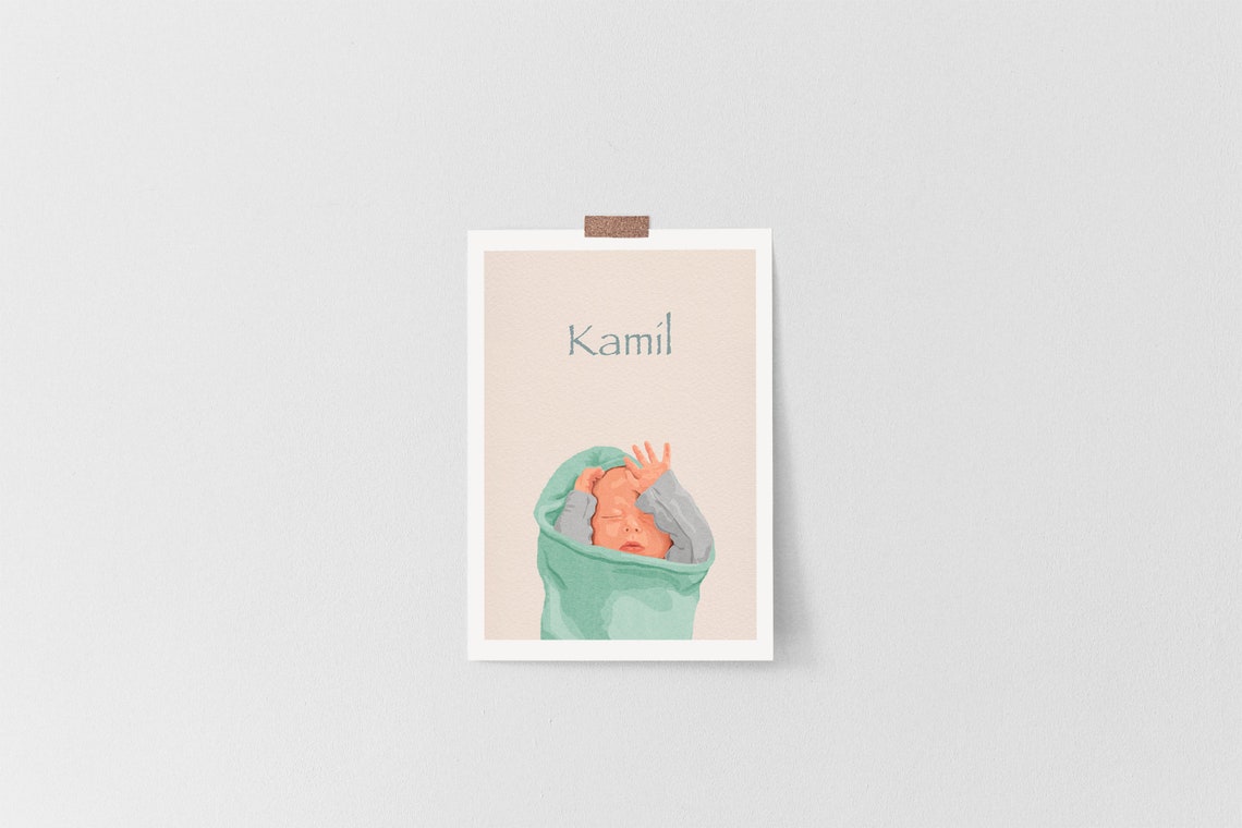 Personalized Newborn Portrait Birth Announcement Card Gift Print - Image 4