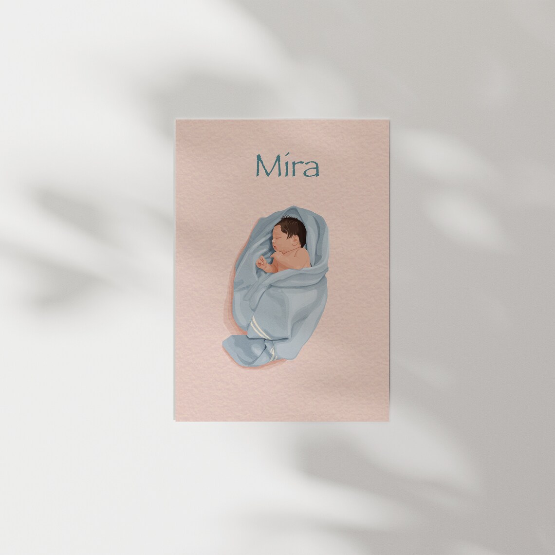 Personalized Newborn Portrait Birth Announcement Card Mira Print - Image 3