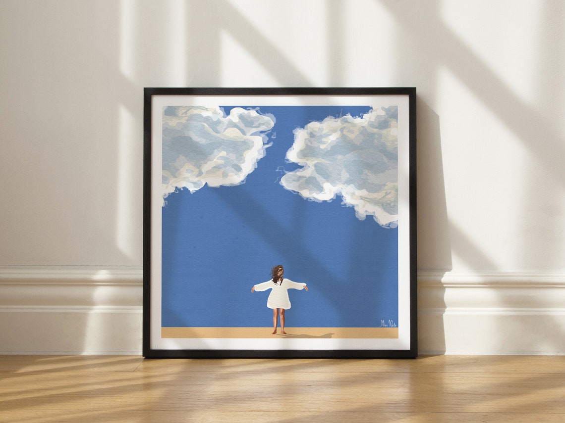 Blue and White Clouds Sky Art - Image 2