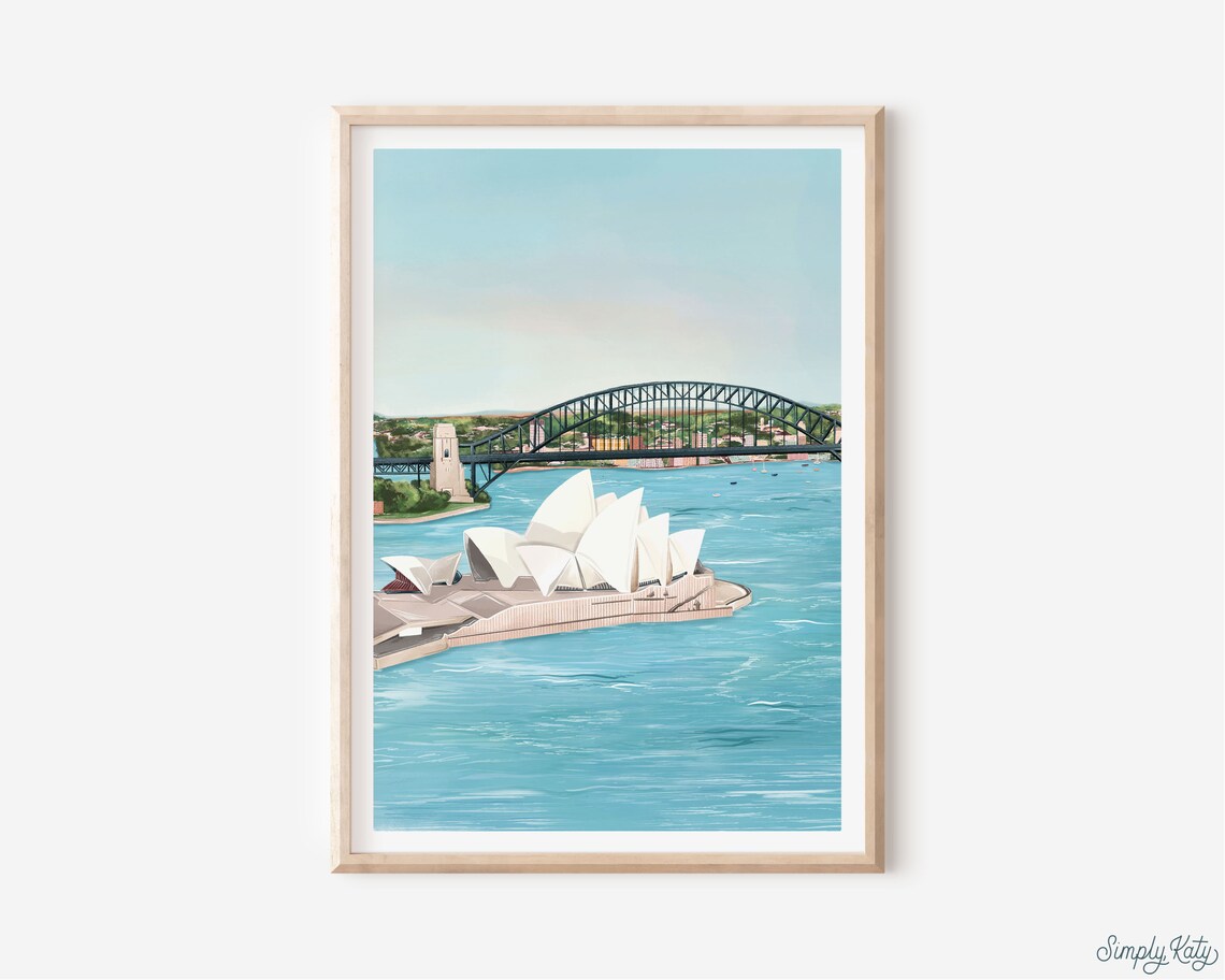 Sydney Opera House Harbour Bridge Travel Illustration Poster - Image 2