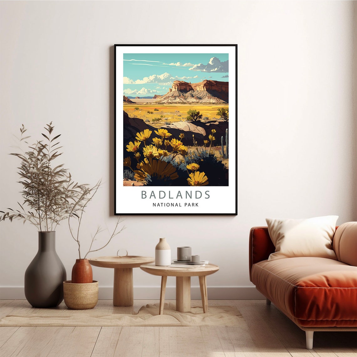Badlands National Park Desert Wildflowers Buttes Travel Poster - Image 2