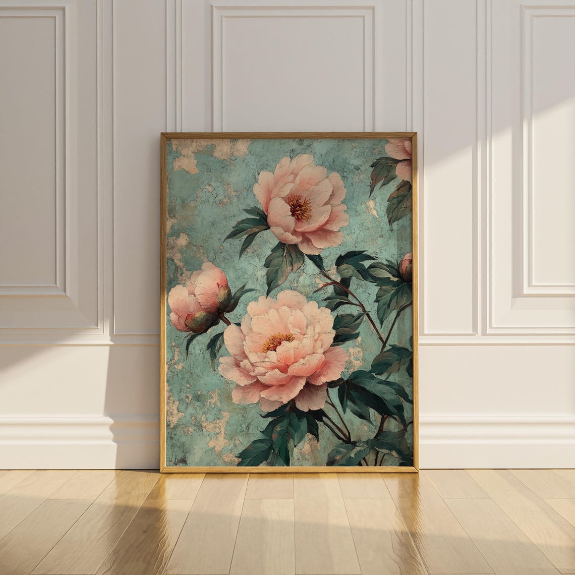 Blush Pink Peonies Vintage Botanical Floral Garden Style Poster - Image 3