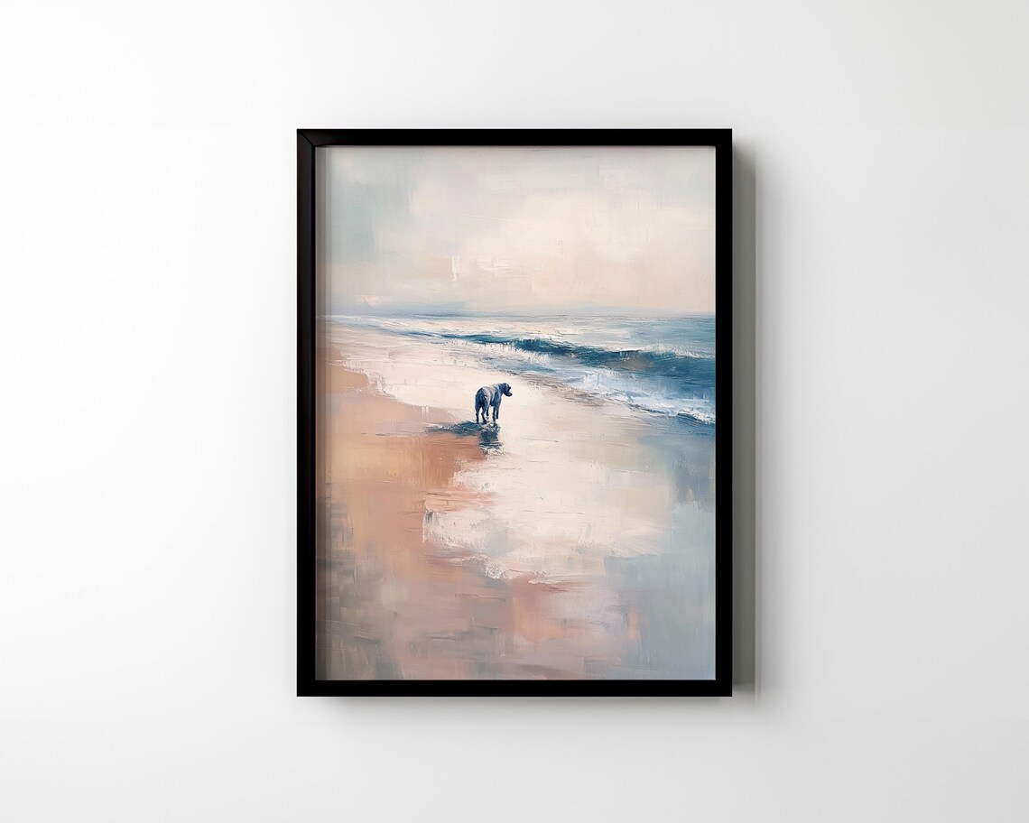 Black Labrador Puppy In Ocean Surf Minimalist Coastal Dog Poster - Image 2