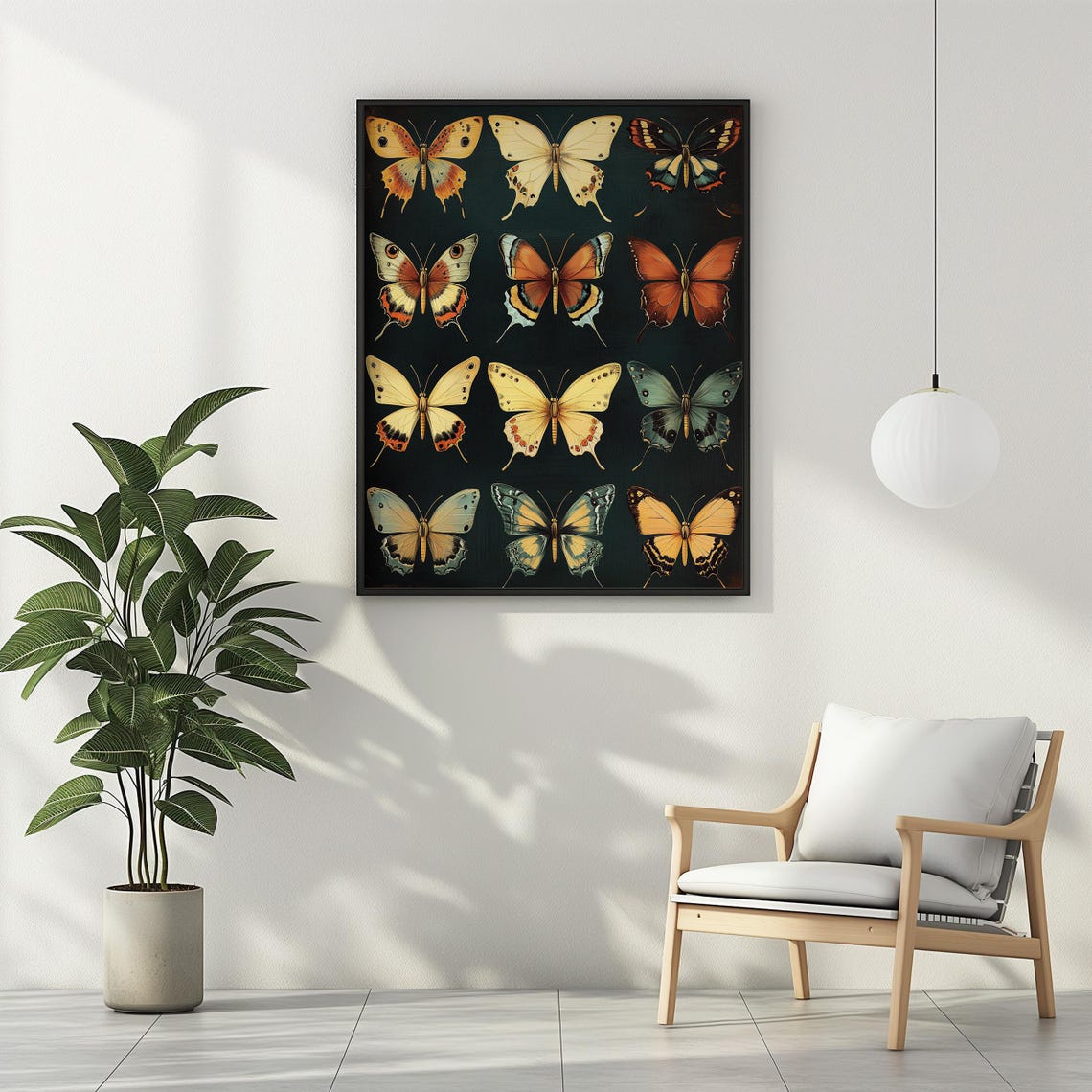 Twelve Butterfly Specimen Grid Moody Vintage Insect Collection Poster - Image 2