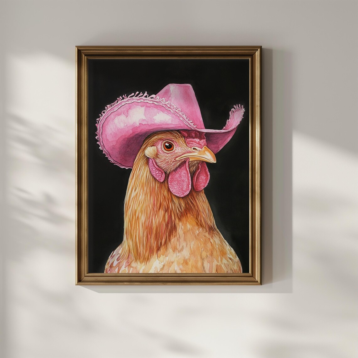 Chicken Cowboy Hat Western Farmhouse Wall Art Print - Image 3