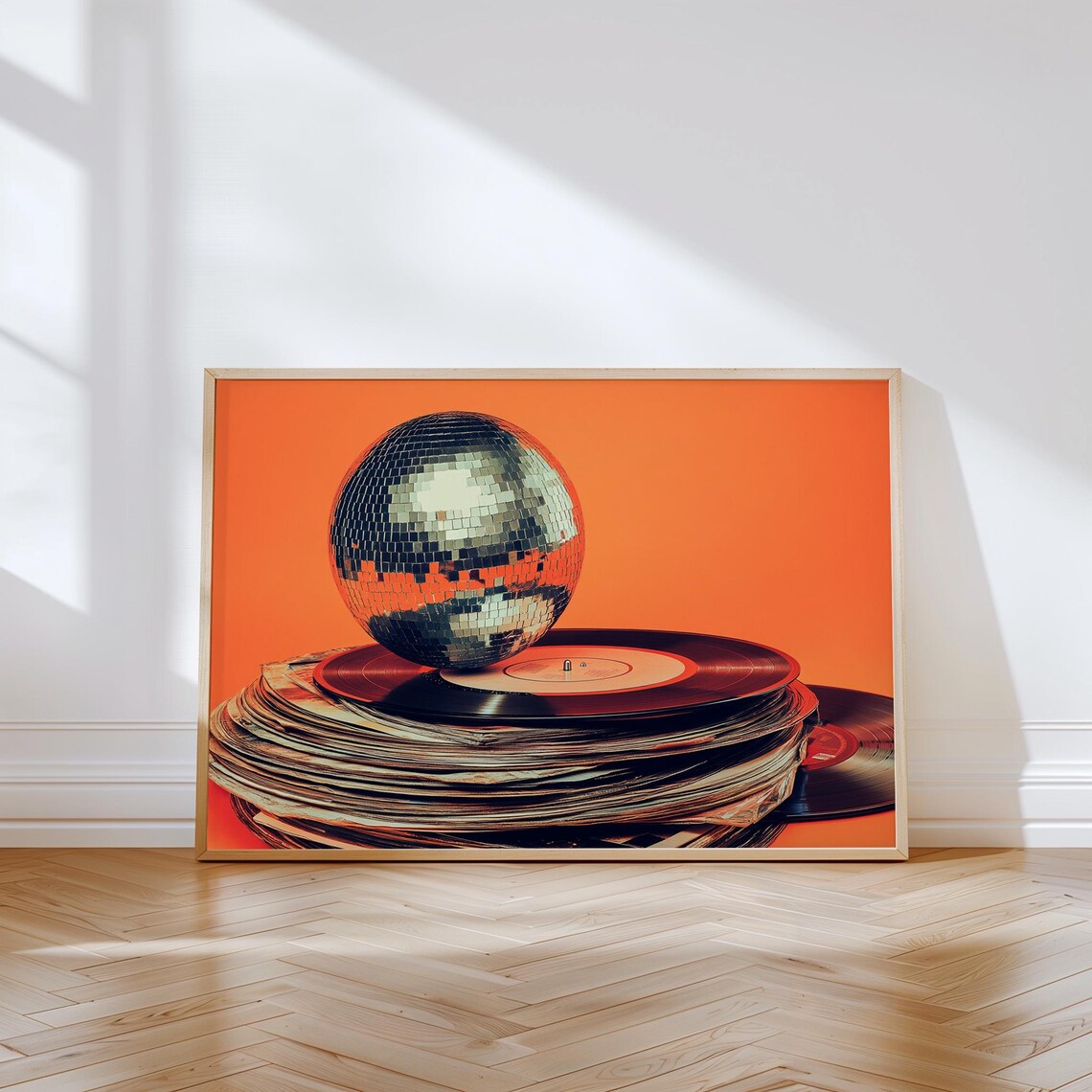 Disco Ball Vinyl Records Vintage Retro Poster - Image 2