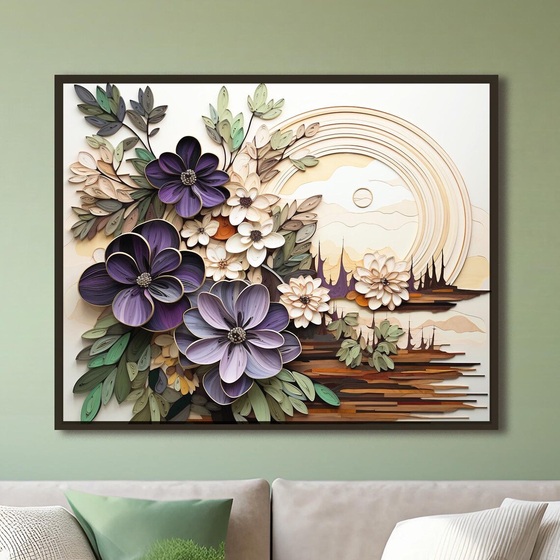 Abstract Floral Purple Flower Art Print, Botanical Decor