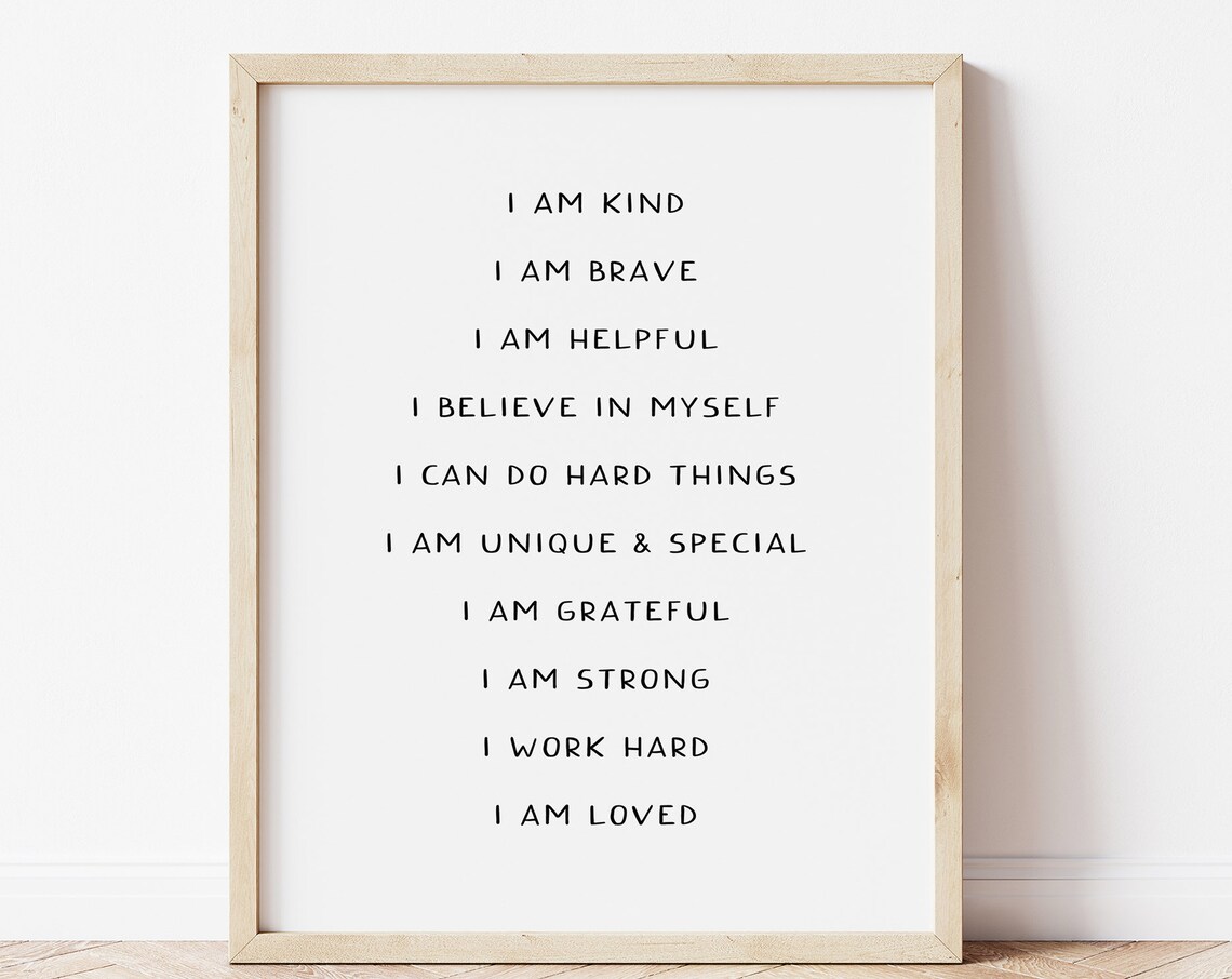 Positive Affirmations for Kids Boho Art Print