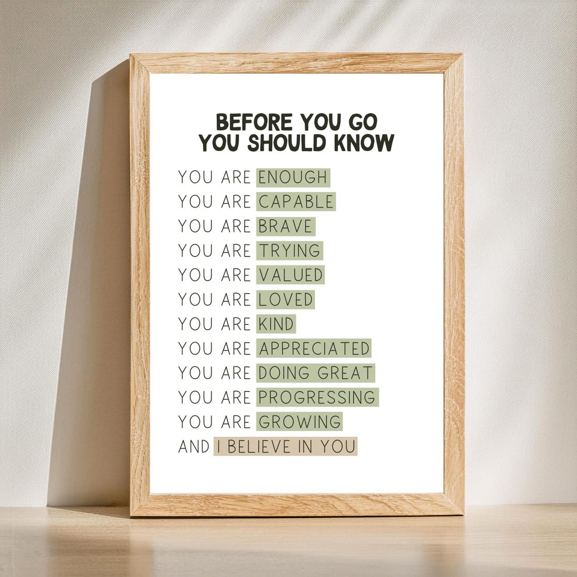Before You Go You Should Know Affirmations Therapy Quote Poster