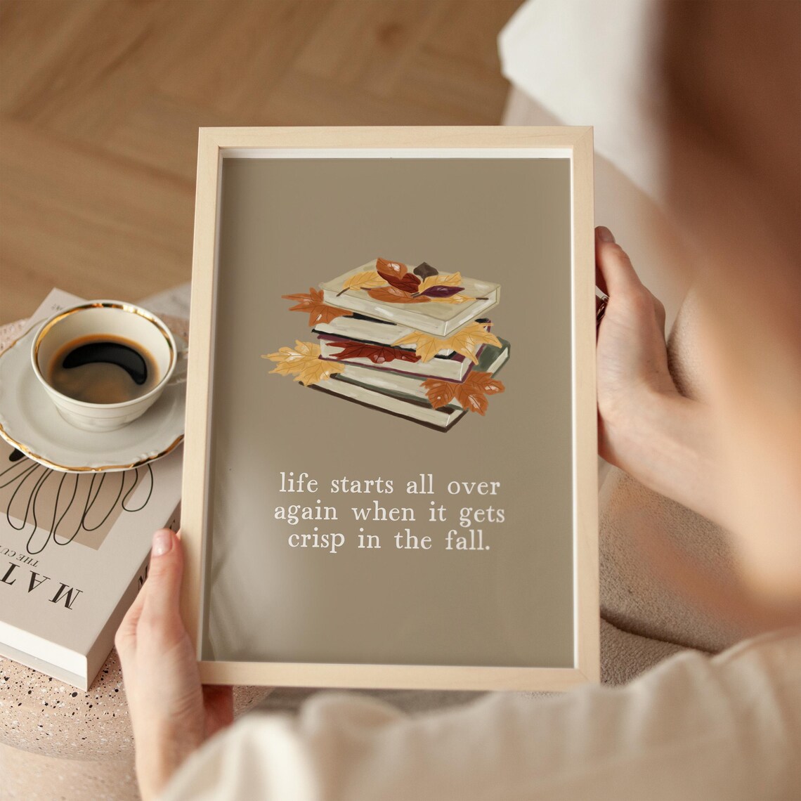 Life Starts All Over Again Crisp Fall Books Autumn Quote Wall Art