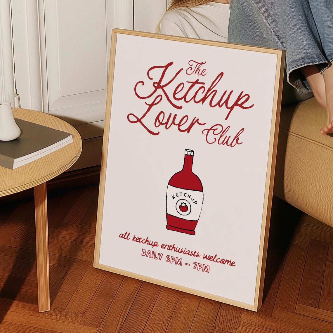 The Ketchup Lover Club Retro Bottle Illustration Kitchen Poster