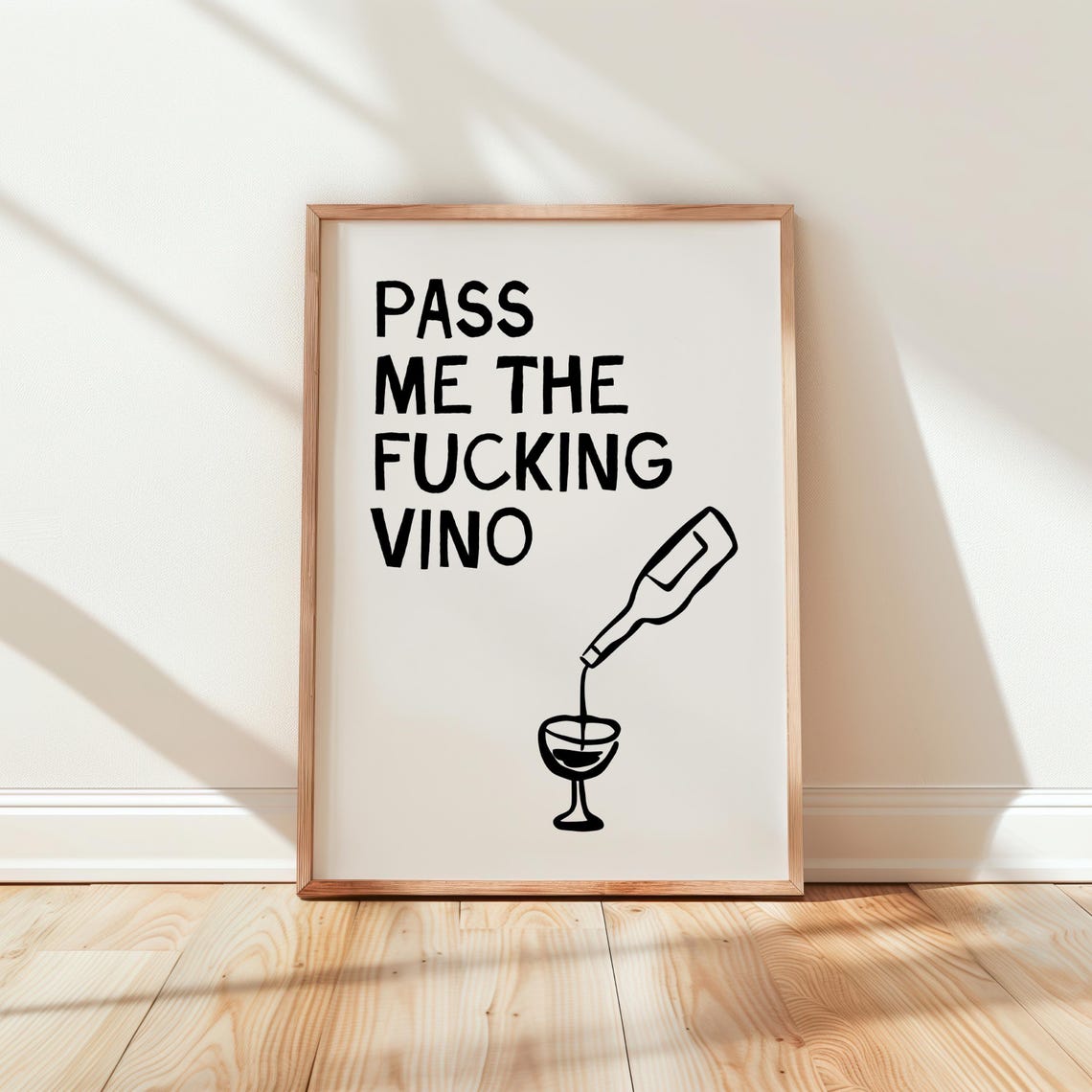 Pass Me The Fucking Vino Funny Wine Typography Kitchen Poster