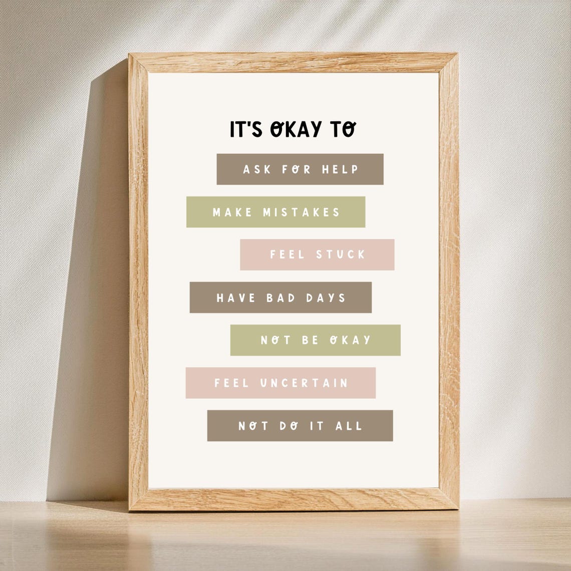 Its Okay To Be Not Okay Affirmations Pastel Therapy Office Poster