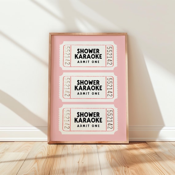 Pink Bathroom Humor Art Print, Girly Dorm Decor