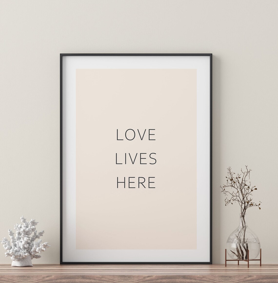 Love Lives Here Light Pink Wall Art Art Home Wall Decor Living Room Decor Typography Art Print Instant - Image 4