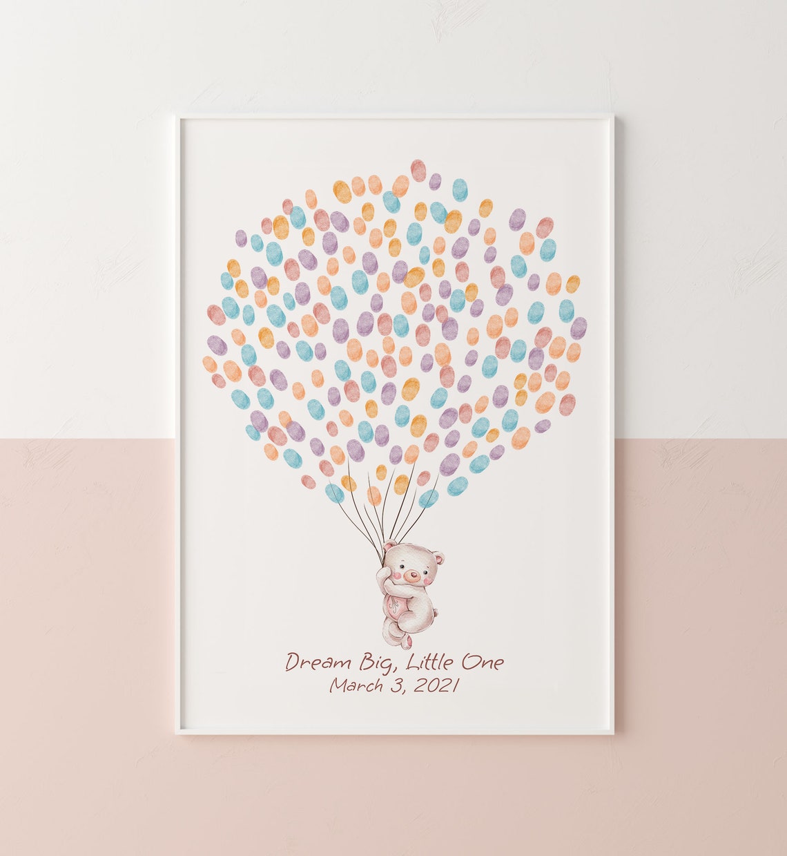 Baby Bear Guest Book Birthday Watercolor Art Print - Image 4