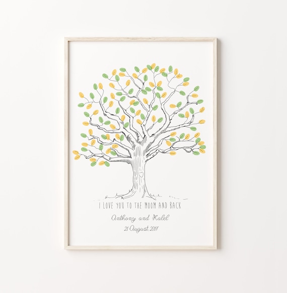 Fingerprint Tree Wedding Guest Book Art Print