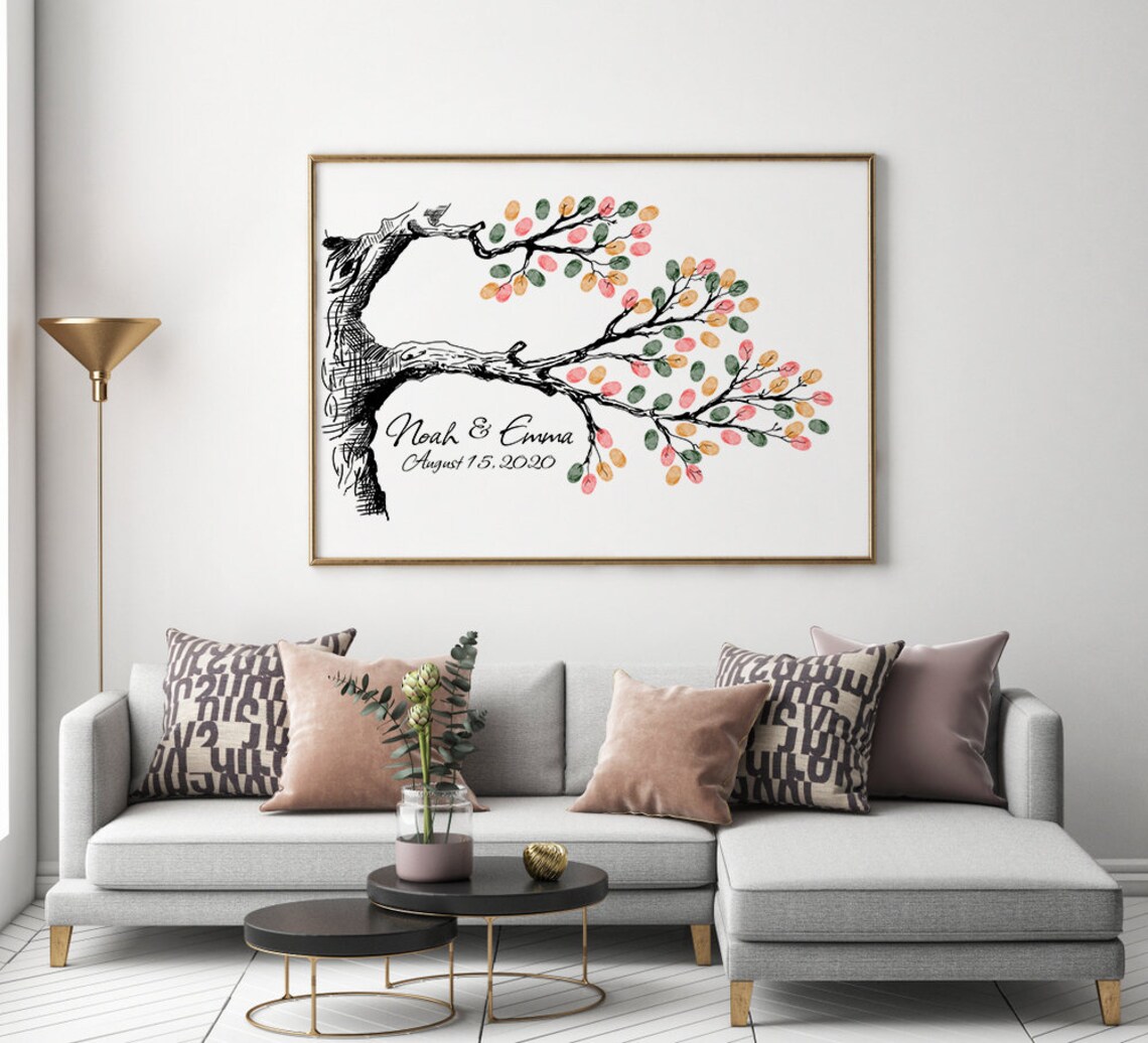 Sketch Thumbprint Tree Wedding Family Art Print - Image 2