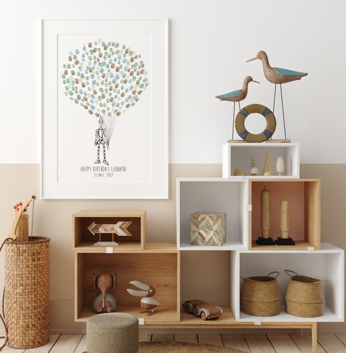 Playful Pinocchio Balloon Bunch Birthday Guest Book Keepsake Poster - Image 4
