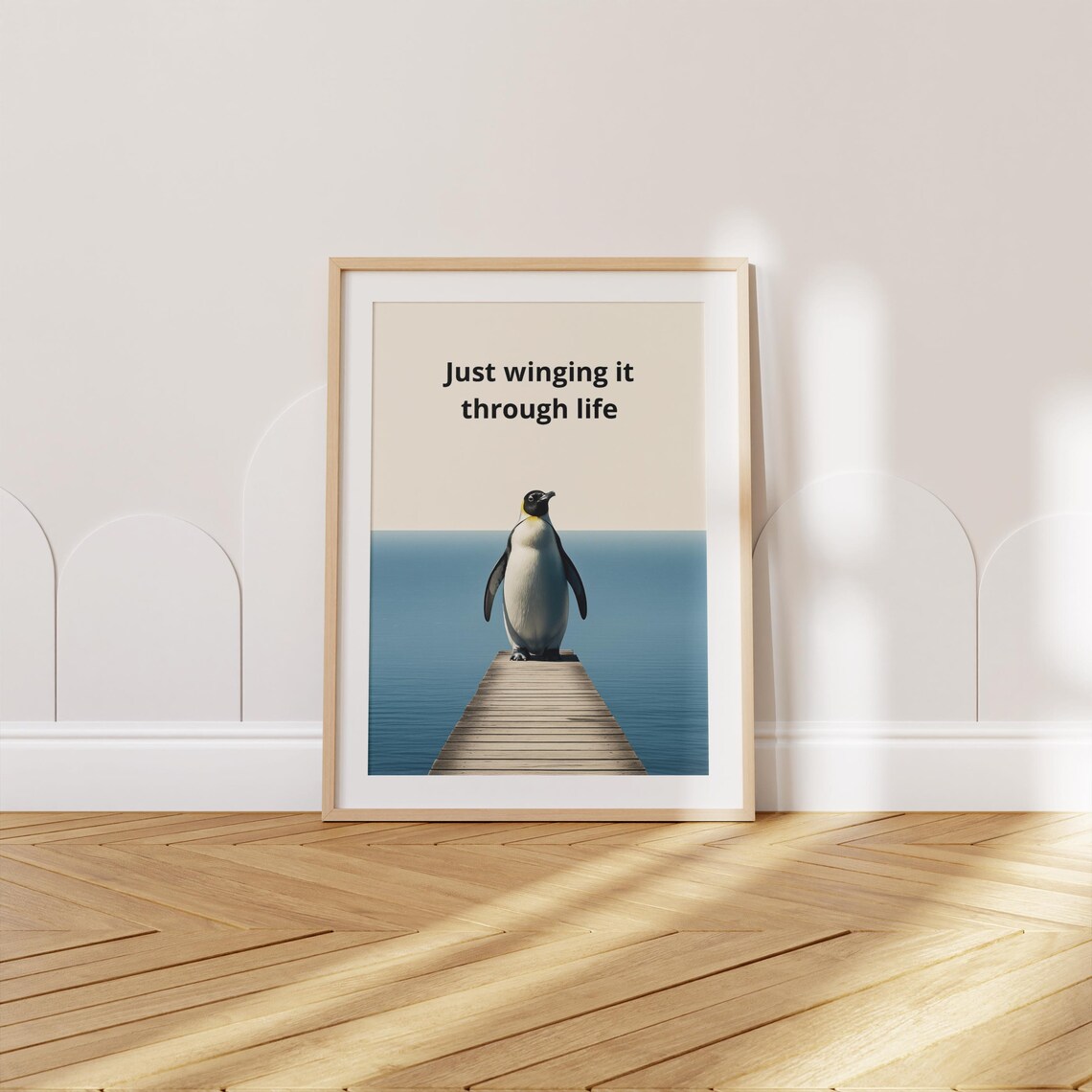 Just Winging It Through Life Cute Penguin Funny Quote Animal Poster