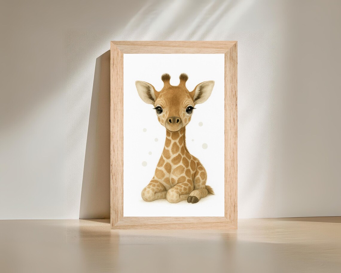 Giraffe Nursery Art Print, Safari Kids Room Decor