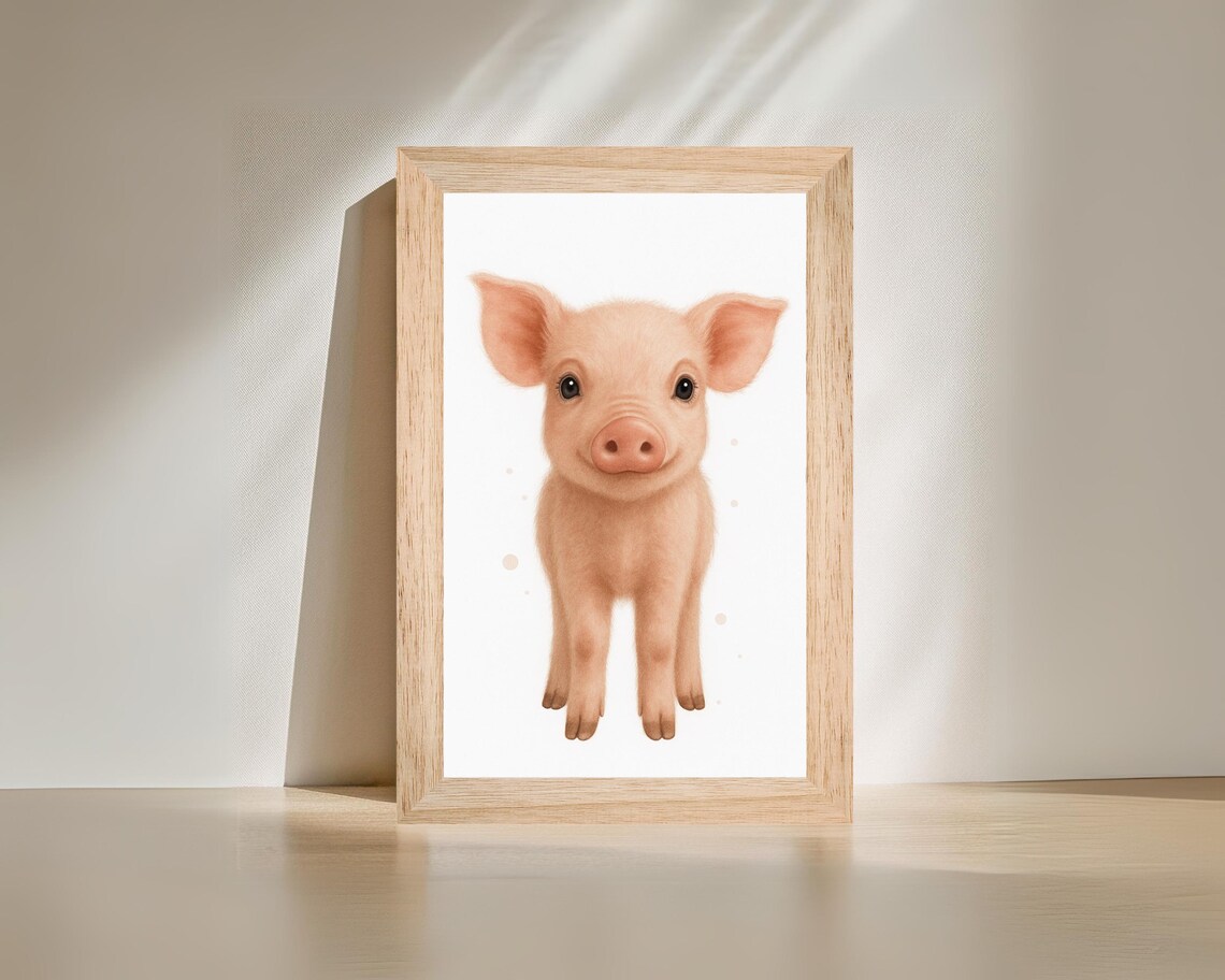 Farmhouse Nursery Pig Art, Farm Animal Decor