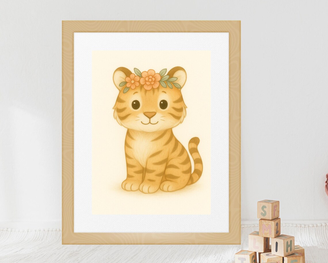 Safari Nursery Tiger Wall Art, Kids Room Decor