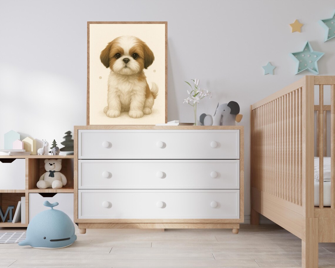Shih Tzu Cute Puppy Dog Nursery Wall Art Print - Image 2