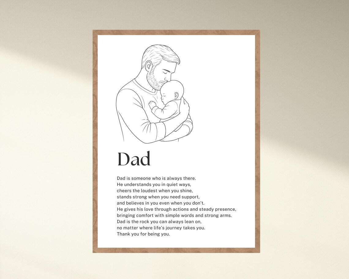 Fathers Day Gift Minimalist Line Art For Dad
