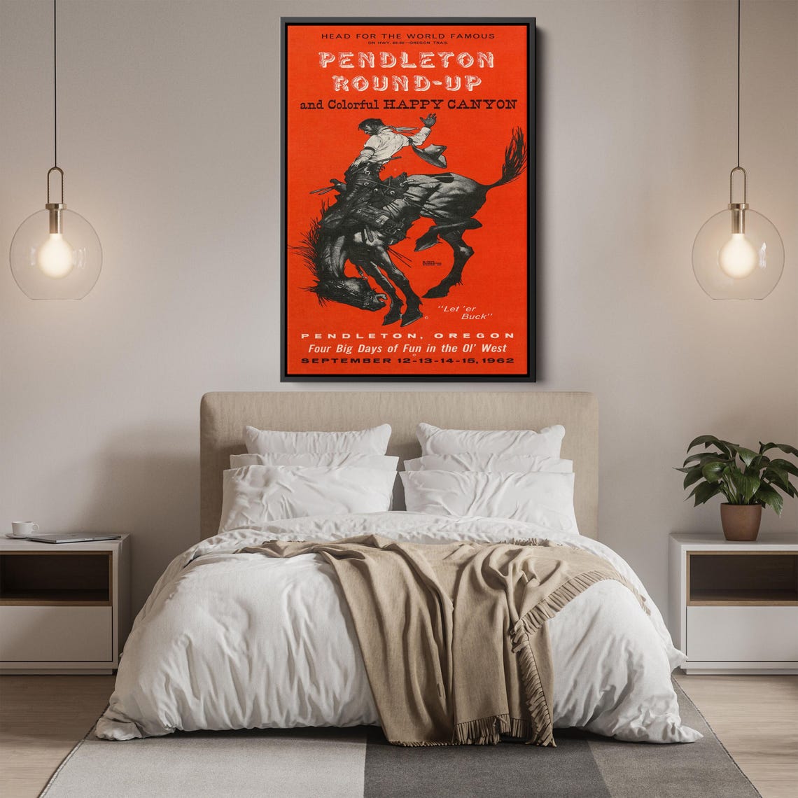 Pendleton Round Up Rodeo Poster Cowboy Cowgirl Prints Ranch Decor Red Posters Western Wall Art - Image 2