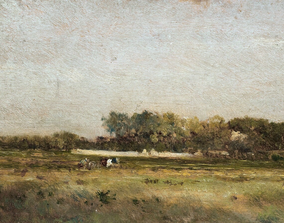 Vintage Landscape Painting Art Print, Rustic Farmhouse - Image 3