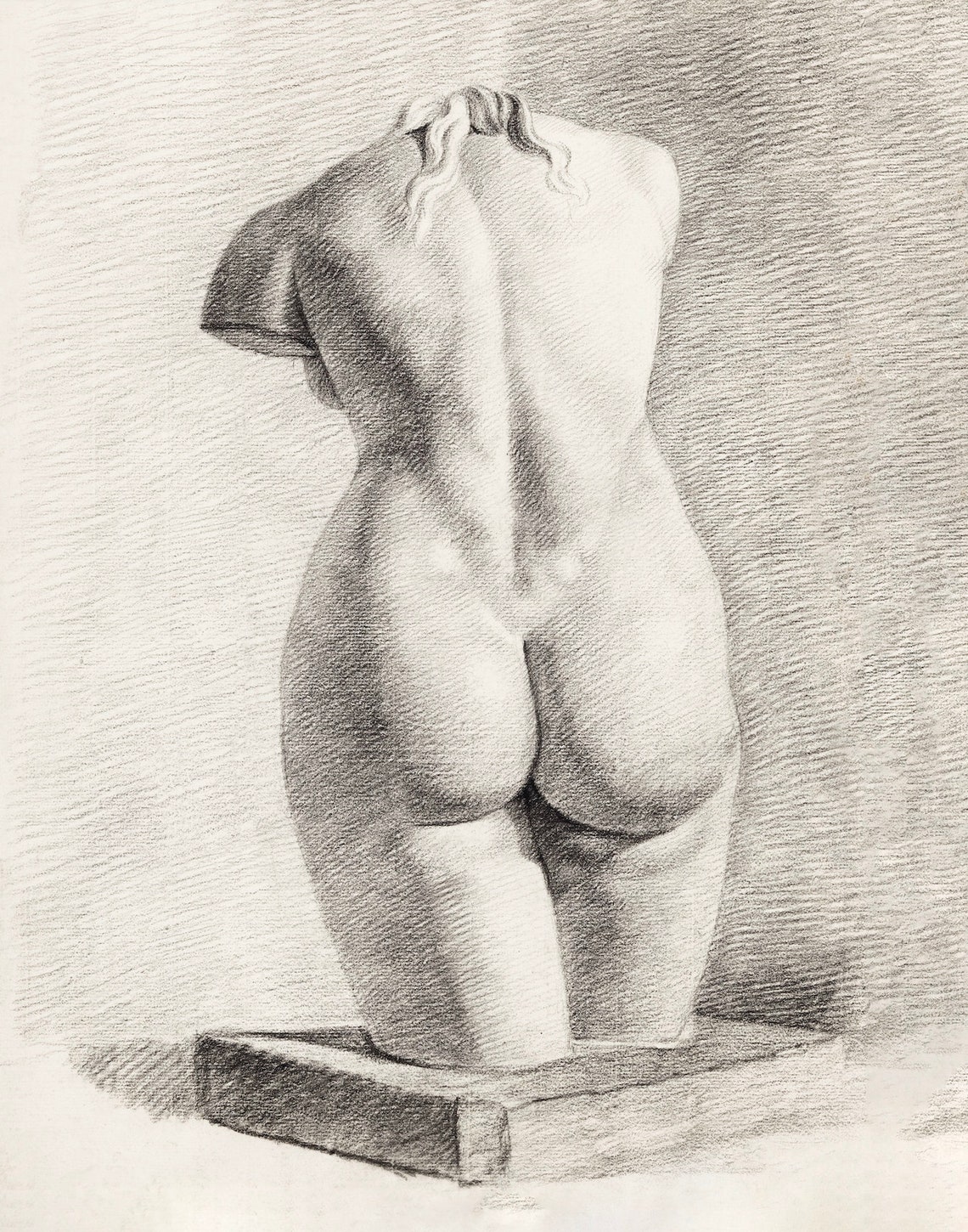 Female Nude Figure Study, Vintage Bathroom Art Print - Image 3