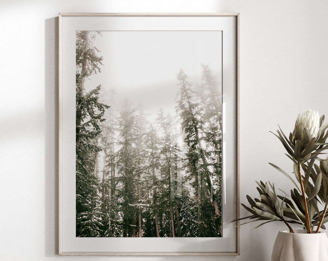 Nature Print Gallery Wall Art, Mountain Forest Decor
