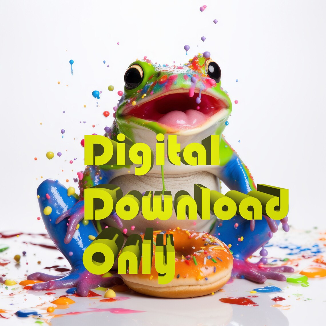 Funny Frog Eating a Donut Art Print, Nursery Decor - Image 2