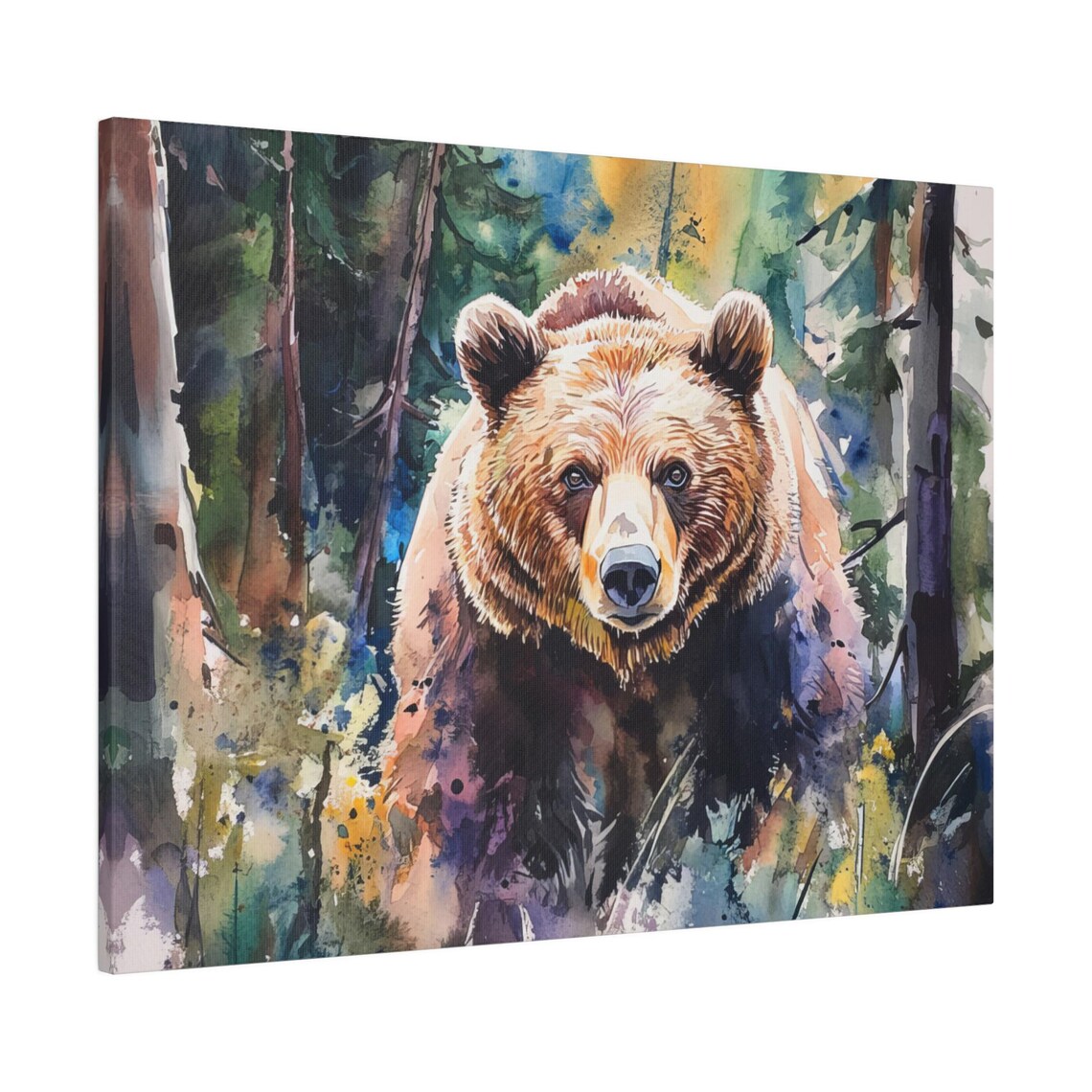 Grizzly Large Horizontal Watercolor, Forest Animal - Image 2
