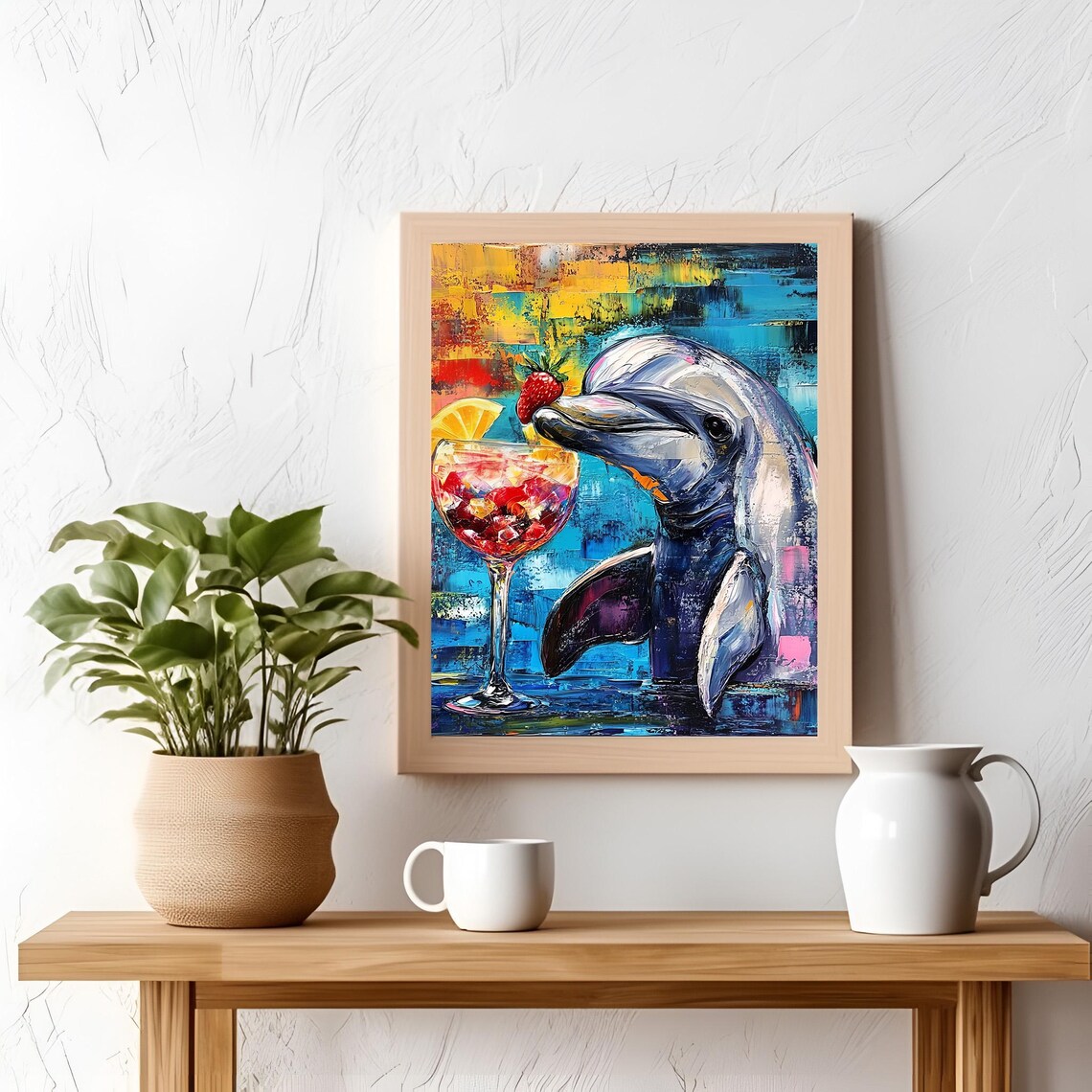 Dolphin Cocktail Beach Poster, Tropical Vibe - Image 3