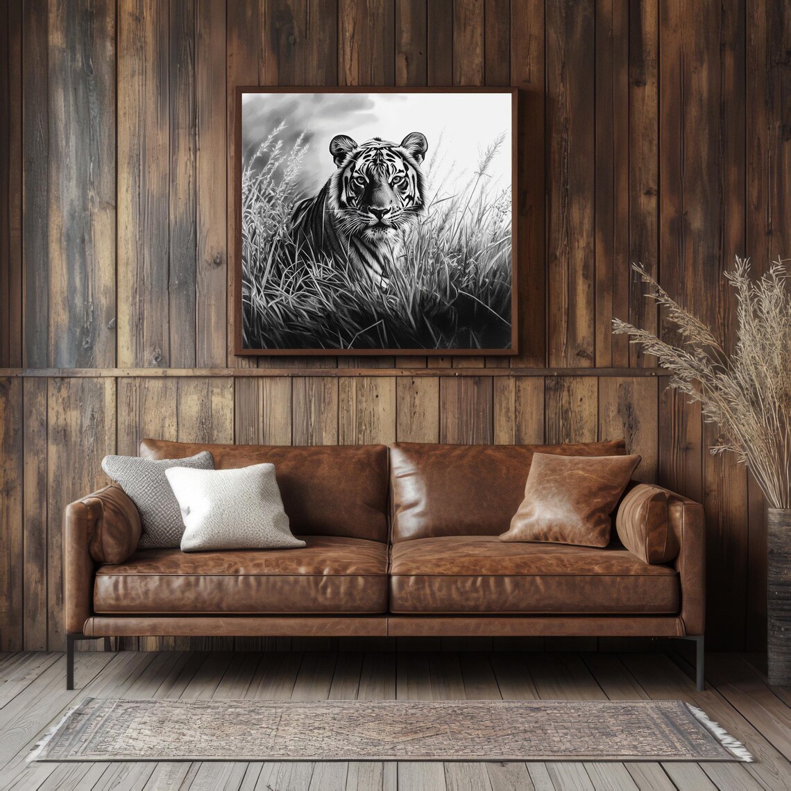 Tiger Portrait, Black And White Vintage Artwork - Image 2