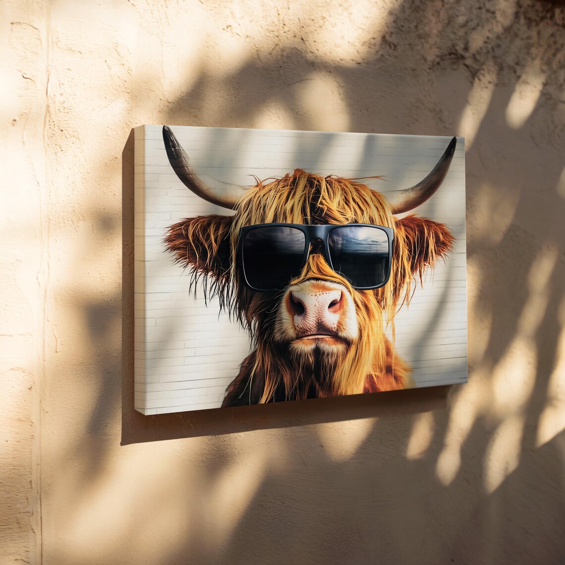 Highland Cow With Sunglasses, Funny Abstract Farm Art - Image 4