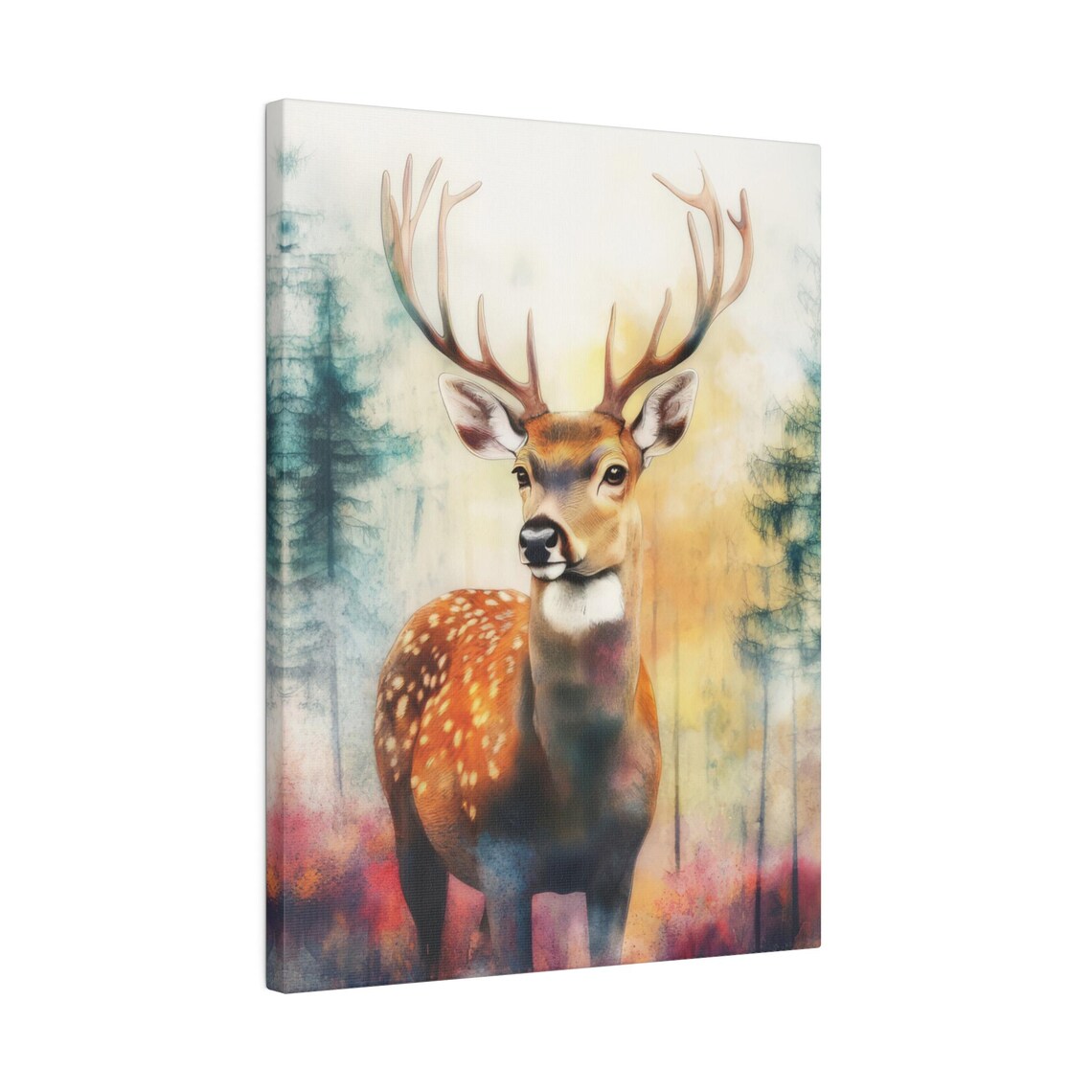 Deer Large Horizontal Watercolor Poster, Forest Animal - Image 3
