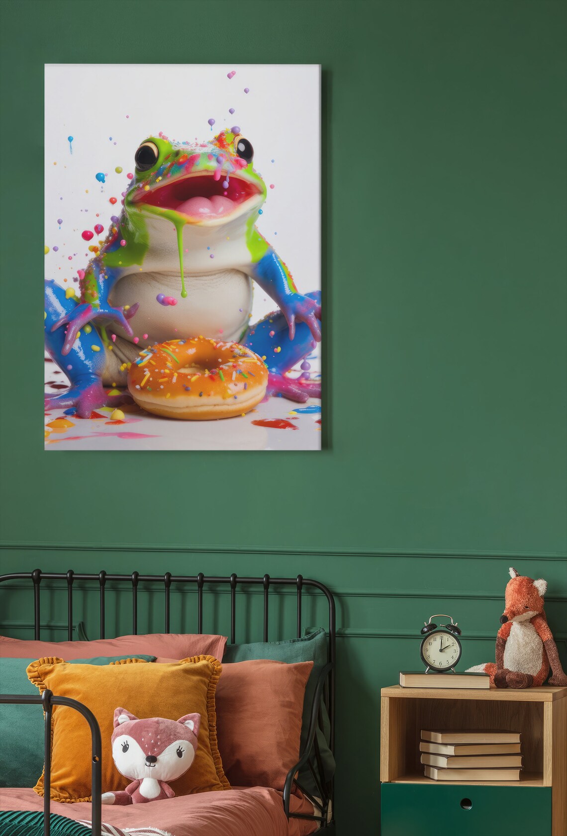Funny Frog Eating a Donut Art Print, Nursery Decor - Image 3