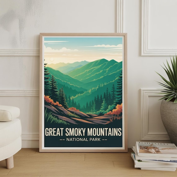Great Smoky Mountains National Park Forest Landscape Travel Poster