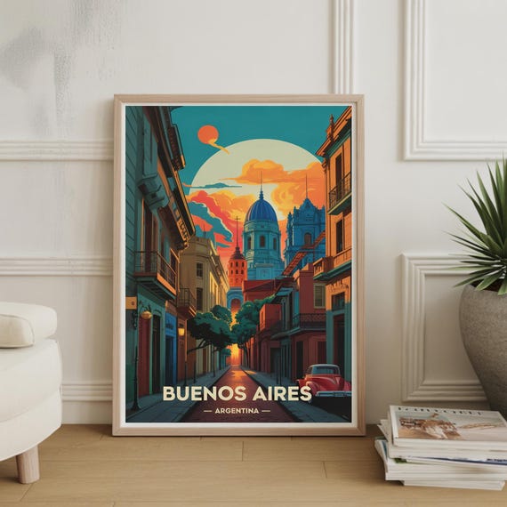 Buenos Aires Travel Poster Argentina Cityscape Art Unique Gift Home Decor Office Wall