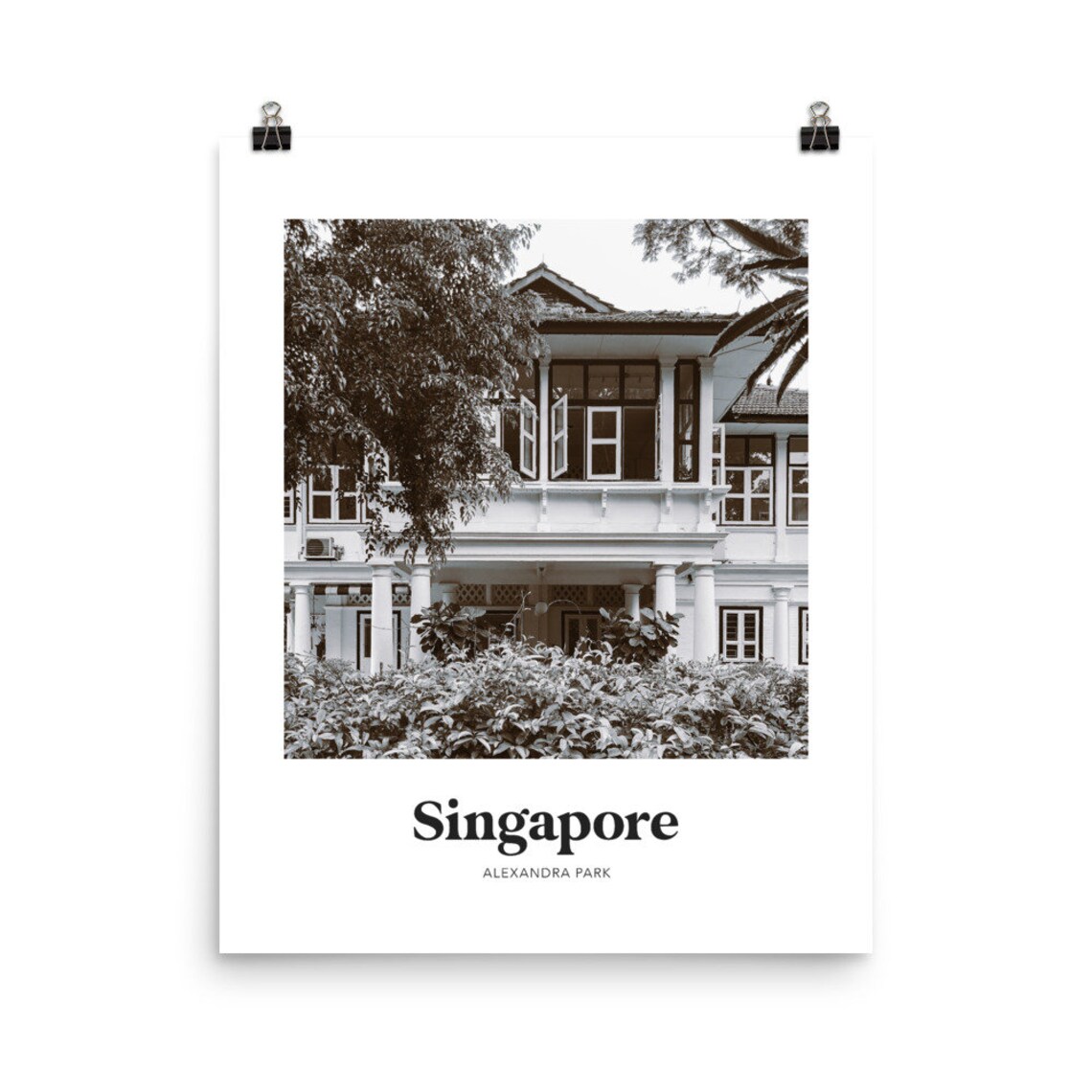 Singapore Alexandra Park Black and White Colonial House Photo Poster - Image 2