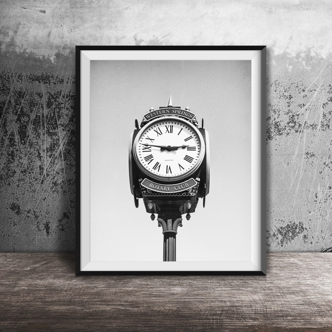 Western Springs Rotary Club Vintage Street Clock Blue Sky Poster - Image 2