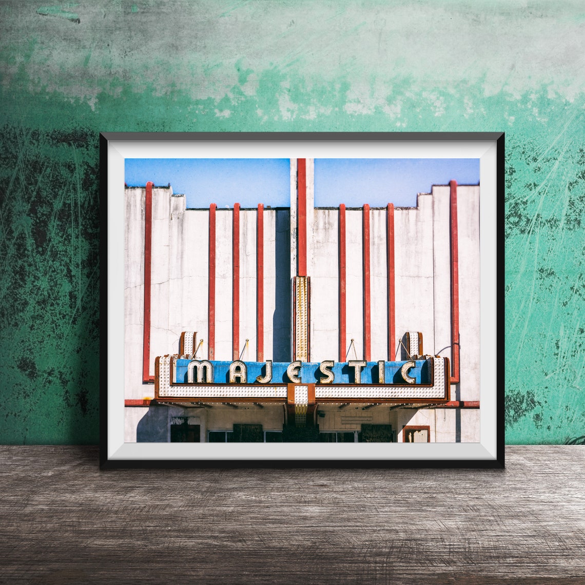 Majestic Theatre Streator Ill Unframed Photography Print Unframed Illinois Wall Art Streator Illinois Neon Movie Theater Sign