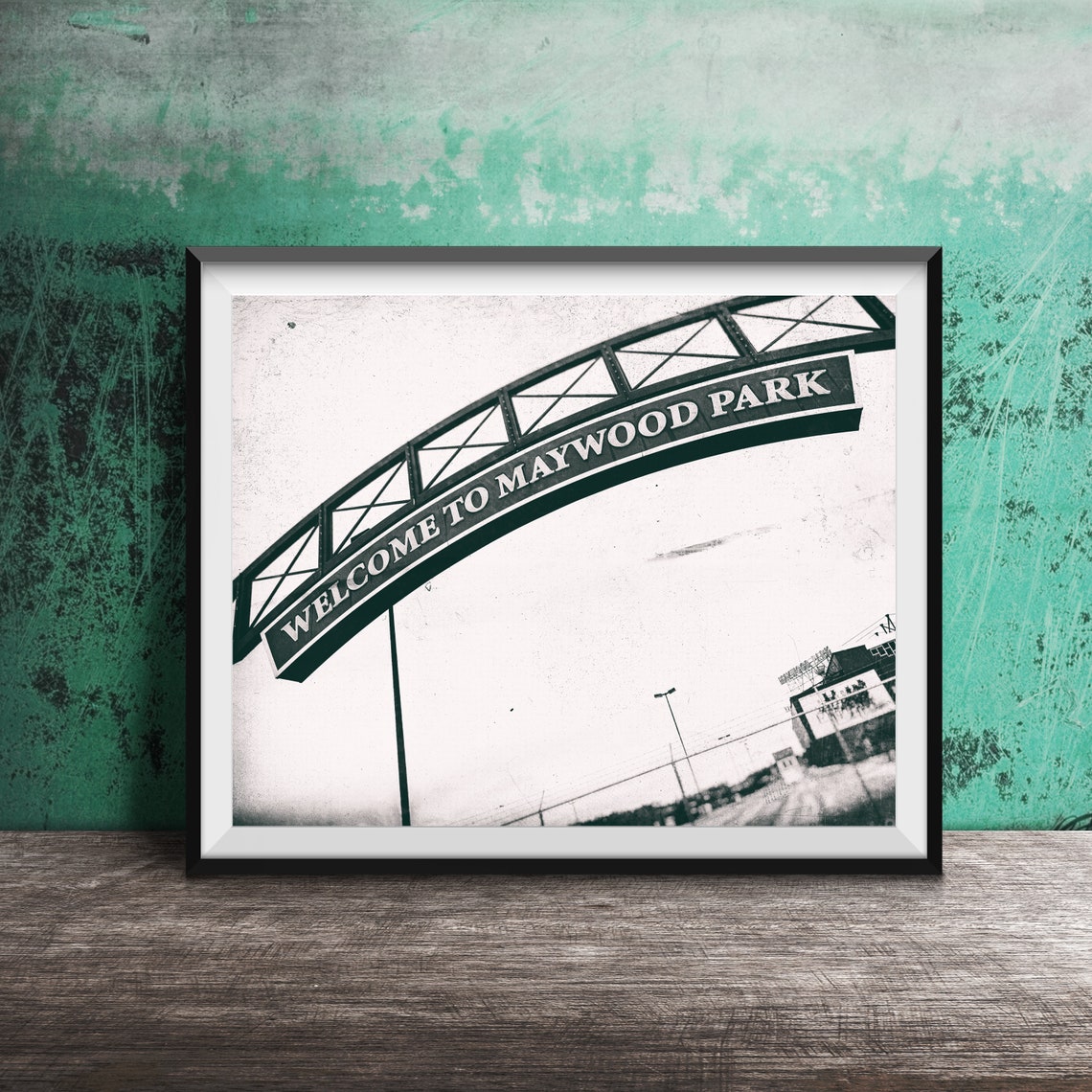 Welcome to Maywood Park Arch Sign Black and White Photo Poster