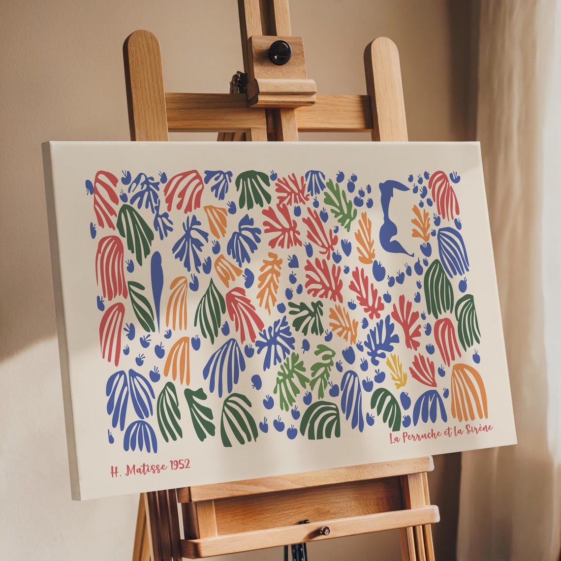 Henri Matisse Print La Perruche Et La Sirne 1952 Vibrant Mid Century Modern Wall Art - Image 3